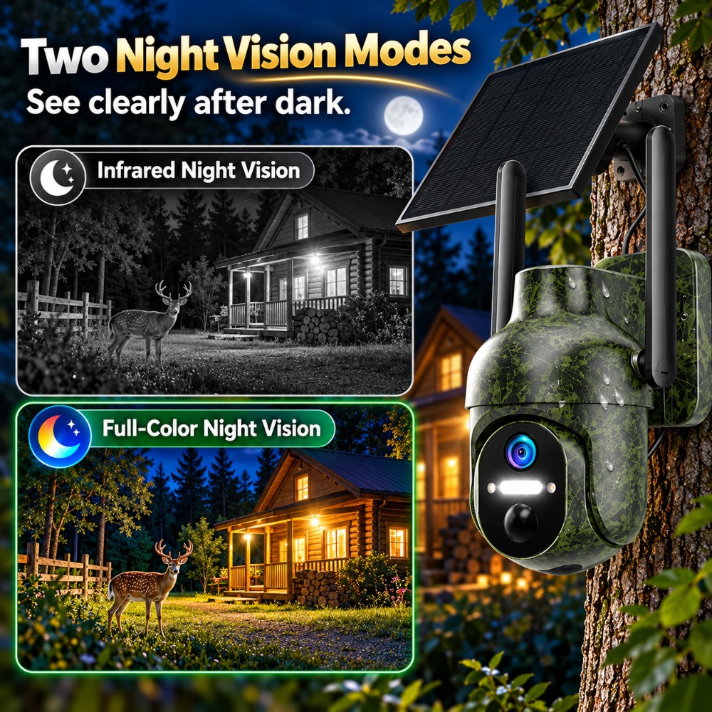 4MPソーラーWi-Fiセキュリティカメラ、屋外用CCTV、 - Trail Camera Infrared のレビューと価格