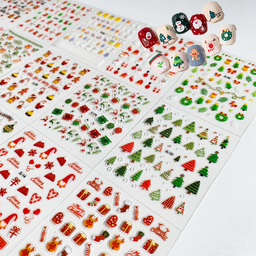 30 個クリスマスネイルアートステッカー漫画ホリデーデザイン - Elk Bugle Call のレビューと価格